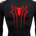 Men Long-sleeved Top Men's Spider Print Compression Gym T-shirt Breathable Sweat Absorbent for Fall/spring Workout Solid Color Long-sleeved Top. 