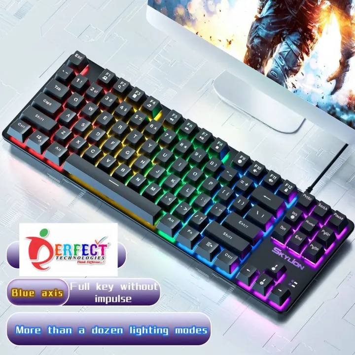 MECHANICAL GAMING KEYBOARD 87 KEYS K817 BLUE SWITCH HIGH QUALINTY ...