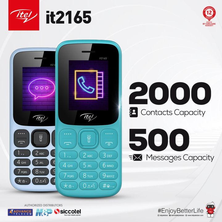 Itel It 2165- 1.8" Inch Display - DUAL SIM - 1000 mAh Battery - Any Color