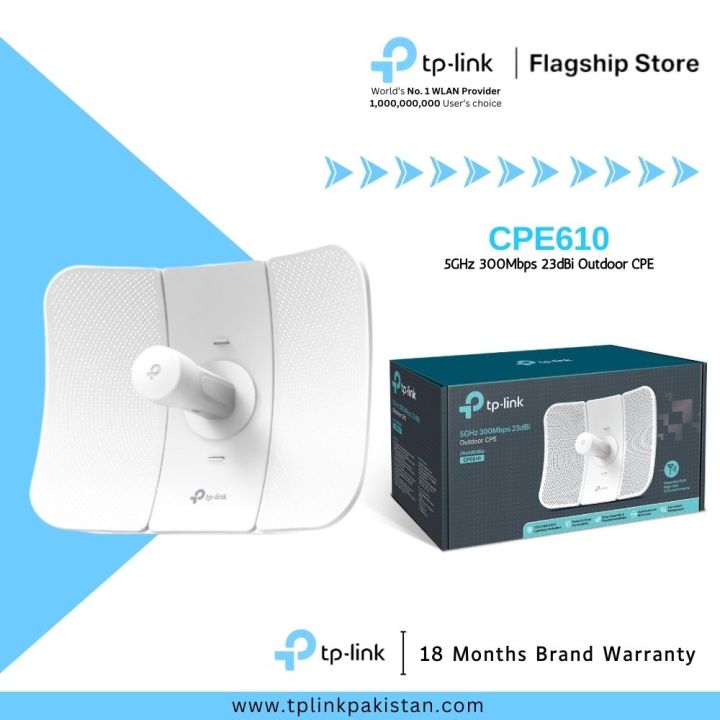 TP-Link Wi-Fi Outdoor Range Extender CPE610 17km 5GHz 300Mbps 23dBi Outdoor CPE - 18 Months Brand Warranty