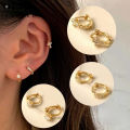 OYJR Korean Hoop Earrings For Women Gold Mini Hikaw Cross zircon Kwintas for girl Jewelry Set. 