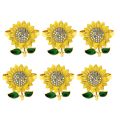 6PCS Napkin Rings Sunflower Holder Diamond for Christmas, Birthday. 