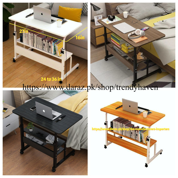 Adjustable Height Laptop Table, Computer Table, Gaming Table, Study Table, Tables with storage Shelves, Side Table, Bed Side Table, ,Storage Shelves available in 8 colors Combinations, Modern Computer Table, Writing Table, Study Table, Bed Table,