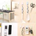 2 Pair (4Pcs) Self Adhesive Plastic Hooks Holder Remote Control Sticky Hook Hanger TV Air Conditioner Key Wall Storage. 