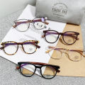 Round Frame Eyeglasses Vintage Wood Grain Legs Anti-Blue Light Optical Glasses Women Men Casual Fashion Spectacles. 
