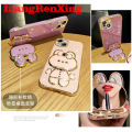 [With Tempered Glass]Casing SAMSUNG A03 5g phone case Softcase Electroplated silicone shockproof Protector Smooth  Cover new design aesthetic with holder Rabbit DDMTSL01. 