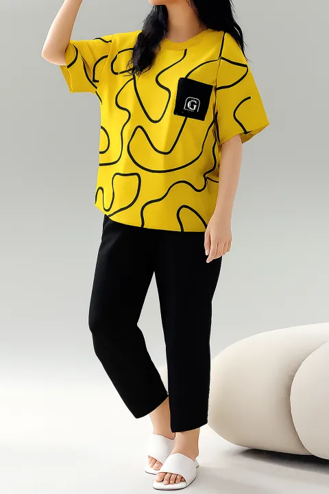 Sport%20wear%20Gym%20wear%20Suit%20Top%20soft%20Comfortable%20&%20Trendy%202%20Piece%20Stylish%20Printed%20T-Shirt%20with%20Black%20Pants%20Women%20dress%20girls%20dress%20-%20Image%205