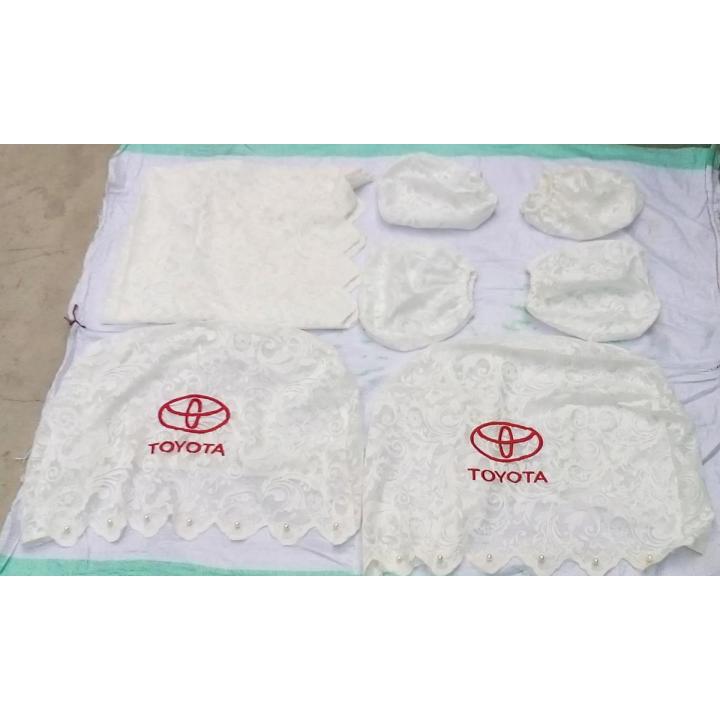 Toyota Logo Lace Seat Cover White