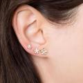 3Pairs Yellow Gold Polished 7Stones Screw Earrings/Eartops for Women available in three different sizes. 