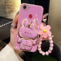 For OPPO F5 A79 F7 A3 F5 Youth Phone case 3D rabbit stereo stand electroplated soft case With bracelet. 