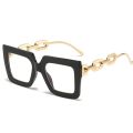 Oversized Square Reading Glasses Women 2022 Trending Metal Chain White Black Glasses Frame Fashion Anti Blue Light Glasses +1.25. 