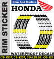 Wheel Stickers for HONDA CG125, CD70 Rim Reflector Tape Motorcycle Decals Graphics 17". 