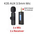 Wireless MIC AUX 3.5mm Mic K35 Wireless Single/Double Microphone For Interview, Vlogging , Podcast. 