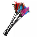 Soft Colorful Cat Teaser Interactive Training Toy Rod with Bell & Feather. 
