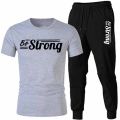 Vinyl Be Strong Printed Summer Tracksuit For Men (Tshirt and Trouser). 