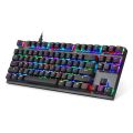 87 Key Metal Rim Wired Mechanical Gaming Keyboard, Blue Switch, 10 Backlight Modes, N-Key Rollover, Waterproof Mechanical Gaming Wired Keyboard RGB Blue Switch AntiGhosting RAPTURE KILO RGB Mechanical Gaming Keyboard, Compact wired keyboard, 87 keys. 