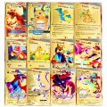 Pokemon 41 Styles Charizard Pikachu GX MEGA Gold Metal Card Super Game Hobbies Action Toy Figures Cards Toys for Children Gift. 