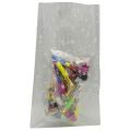 TRANSPARENT GOODY BAGS WITH WHITE STARS - PACK OF 10 GOODY BAGS. 