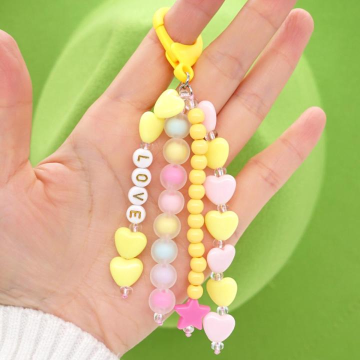 Keychain for Women Girls Keychains Cute Resin Beads Key Chain Keychain Charms Car Key Ring Pendant for Bag Handbag Purse Decoration Mother's Day Gift