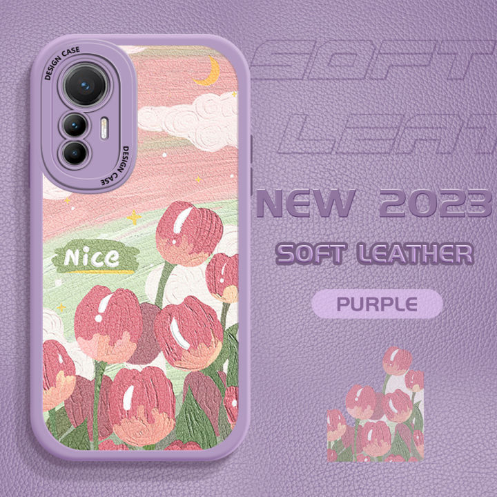 DEL%20for%20Xiaomi%2012%20Lite%205G%20Mobile%20Cover%20Cartoon%20Pink%20Flowers%20Phone%20Case%20PU%20Leather%20Soft%20Silicone%20Edge%20Back%20Cover%20-%20Image%202