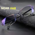 Rimless Diamond-cut Reading Glasses Anti-blue Light and Neutral / Blue Film Integrated Full Degree 1.0 1.5 2.0 2.5 3.0 3.5 4.0. 