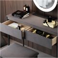Multifunctional Dressing Table - A Makeup Table with Simple Storage Cabinet, Integrated Small Dressing Table with Ordinary Mirror, and Tufted Stool for a Dynamic Wooden Dressing Experience. 