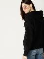 Black Zipper Pull Over Hoodie For Women. 
