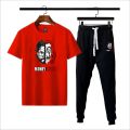 MONEY HEIST Printed Men's Clothing Summer Breathable T-Shirt and Black Trouser Gym wear and comfortable. 