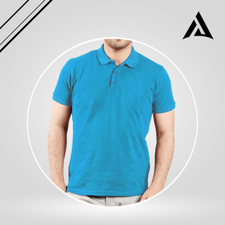 Men’s Turkish Blue Polo T-Shirt | Premium Cotton, Comfortable Fit, Perfect Casual & Formal Style