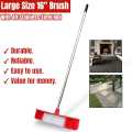 Heavy Duty Floor Cleaning Brush with Stainless Steel Long Handle 16 inches Wide 48 inches Long Handle Dust Dirt Sweeping for Indoor Outdoor. 