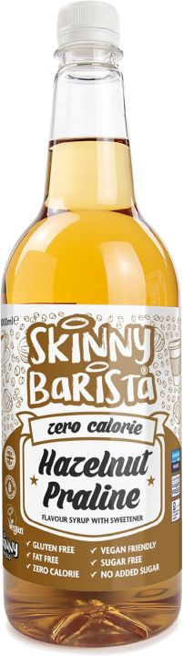 Skinny Food Co Hazelnut Praline Syrup Zero Calorie 1L - Sugar Free Hazelnut Coffee Syrups For Tea, Hot Chocolate, Fruit, Baking, Protein Drinks - Vegan-Friendly, Gluten-Free & Fat-Free 1000ml