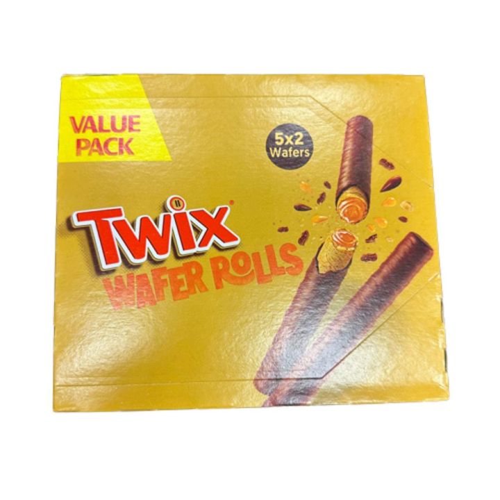 Twix Wafer Roll with Caramel Cream Filling Covered in Milk Chocolate (5×2 Wafers) (112 gram Pack) (Made in Egypt)