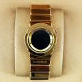 9052 Women Simple Bracelet Watch with Steel Strap Waterproof Electronic Watch - Gold. 