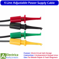Universal 4 Line Adjustable DC Power Supply Cable Multi-Function Current Test Wire with USB Output and Alligator Clips for Mobile Phone Repair Tools (iPhone/Android) – by Electrica. 