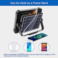 TDplus LED Construction Spotlight, Battery, 100 W, LED Battery, 336 LEDs, Solar Panel, 4 Light Modes, External Battery with 12000 mAh, Magnetic Function, LED Spotlight Battery, Ideal for Camping, Work, Fishing, Colour Black [Energy Class A++]. 