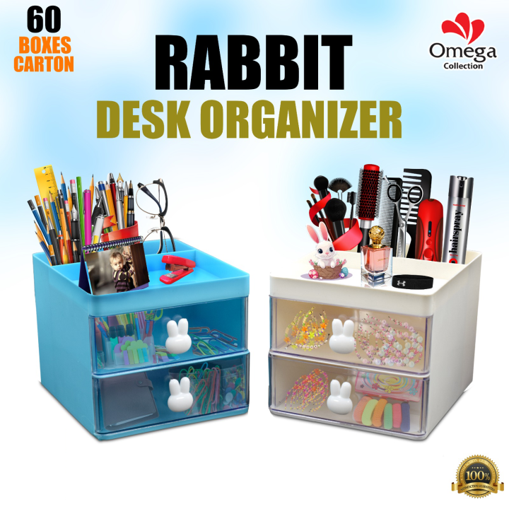 Kawaii Rabbit Desk Organizer: Multi-Functional Storage Rack with 8 ...