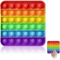 Silicon Rainbow Pop It Fidget Toy- Square Shape Stress and Anxiety Relief for Kids & Adults with Sensory Fun. 