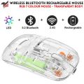 RGB Wireless Mouse With Stiched Mousepad - Slim & Silent 7 Colour LED Lights - Dual Mode 2.4G & Bluetooth Rechargable Portable Optical Office Mouse With USB Receiver - 3 Adjustable DPI Levels for Notebook, PC, Computer, MacBook. 