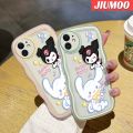 JIUMOO For OPPO A12 A12s A5s A7 A11K Case Cartoon Kuromi Sanrio Family Colorful Lovely Cream Wave Border Soft Clear Shockproof Phone Cases Creative Camera Transparent Casing Simple Silicone Protective Cover. 