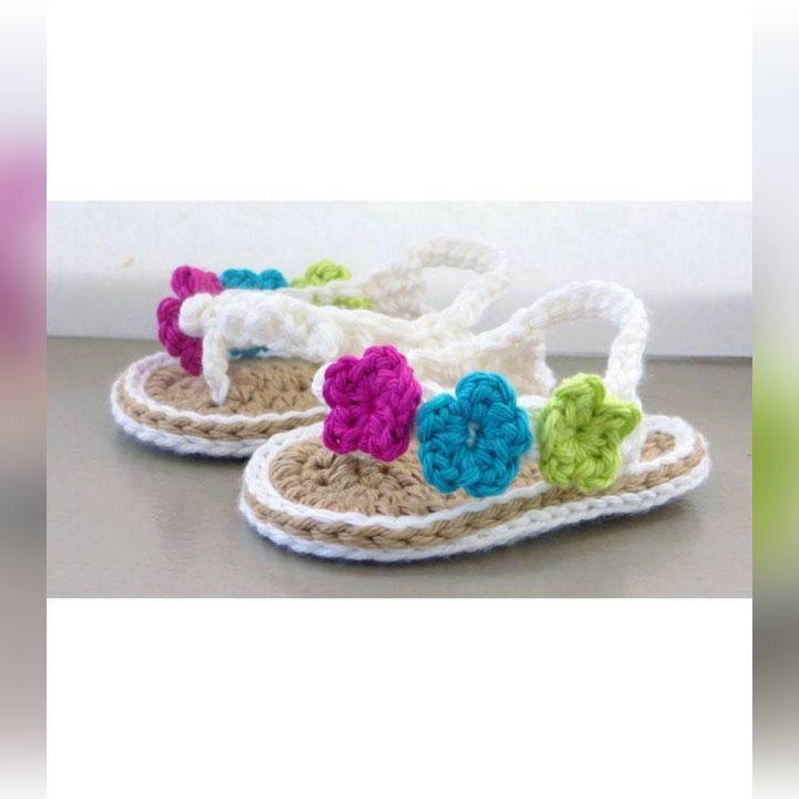 Multi%20Color%20Woolen%20Handmade%20Crochet%20Baby%20Summer%20Sandal%20-%20Image%202