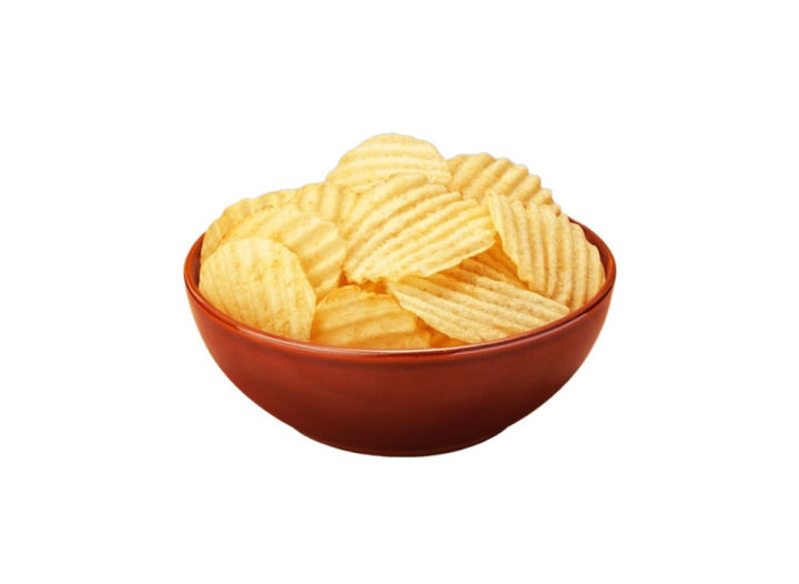 crispy , salty and crinkle bakery chips in a pack of 4