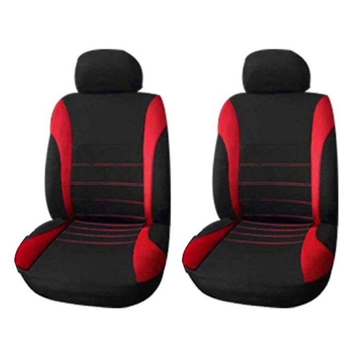 Front Car Seat Covers Front Airbag Ready , 2-Piece Set(Black + Red)