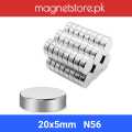 4pcs 20X5mm Circular Super Strong N55 Neodymium Magnet. 