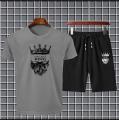 Trendy KING WITH BEARD Tag Printed Summer Tracksuit For men & boys Tee-shirt with SHORTS/BOXERS New Design Round Neck Half Sleeves T Shirts Top Quality Gym Wear/Casual and comfortable Pair T-Shirt and SHORTS. 