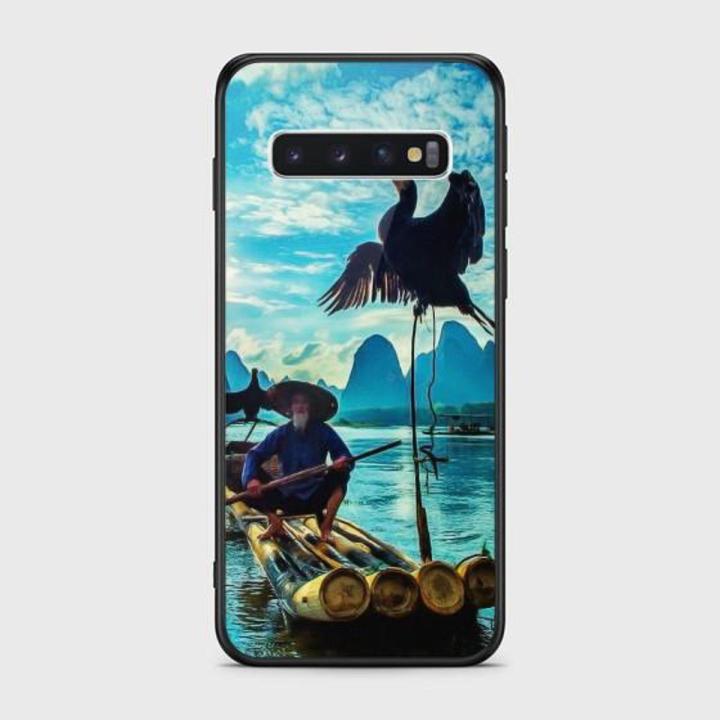 Samsung Galaxy S10 Plus Cover - SkinLee HQ Infinity Glass Case (Soft) - Fisherman N Cormorant - SKINLEE-452-1-472-282