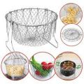 12-In-1 Deep Wire Fry Basket with Handles Foldable Steam Rinse Strain Fry Basket Strainer Net for Poaching Boiling Washing Cooking Tool. 