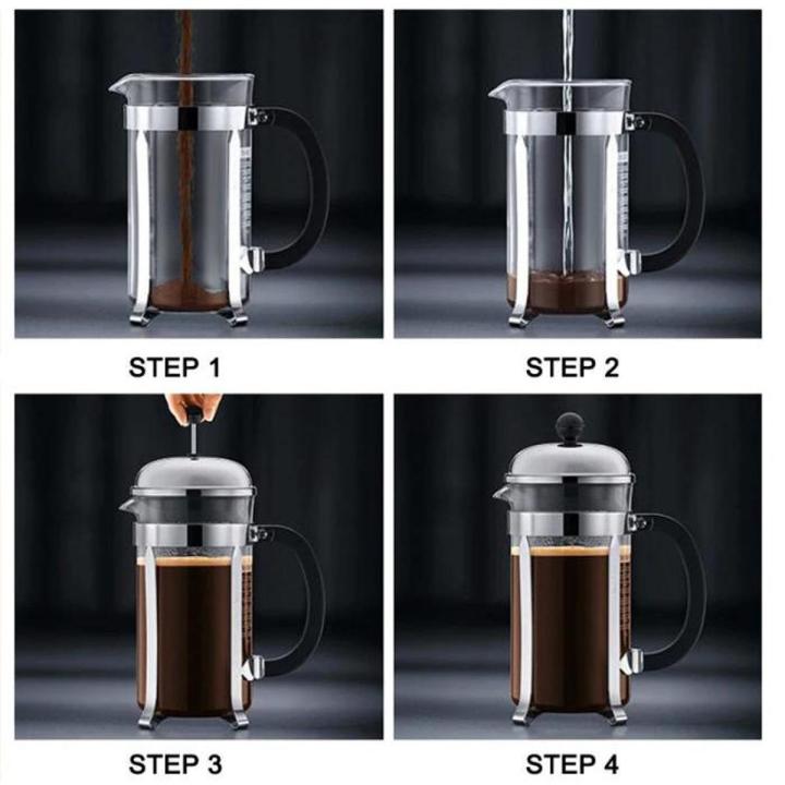 Stainless Steel Glass French Filter Coffee Pot Coffee Tea Pot Press Plunger Hollow Cafetiere Tool New Coffee Maker 350/600/1000 ml