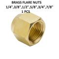 Pack Of 3 Brass Flare Nut 1/4" Nuts HVAC Brass Nut 1/4 Inch Heavy Duty Brass Fittings AC Parts NUT 1/4inch. 