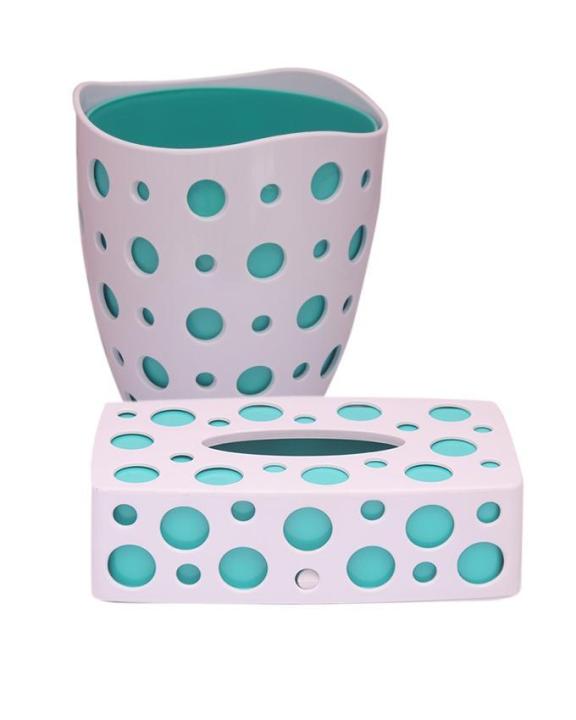 Set of 2 Elegant Dustbin and Tissue Box Holder