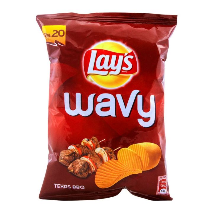 Lay's Wavy BBQ Potato Chips 23g pack of 12